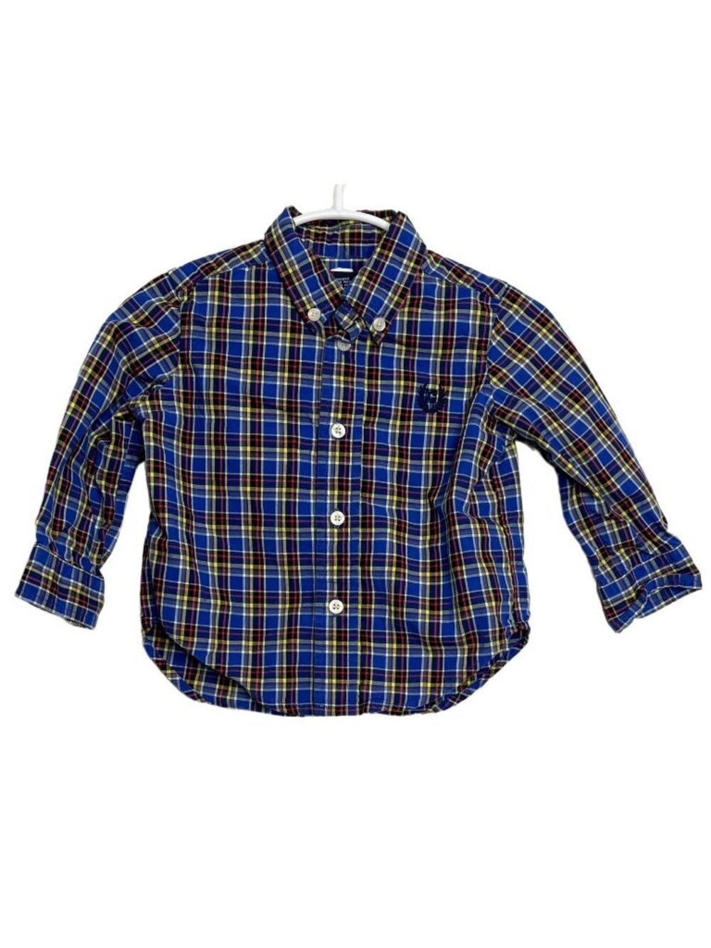 Chaps Baby Boys 12M Blue Yellow Plaid Button Down Shirt Preppy Classic
